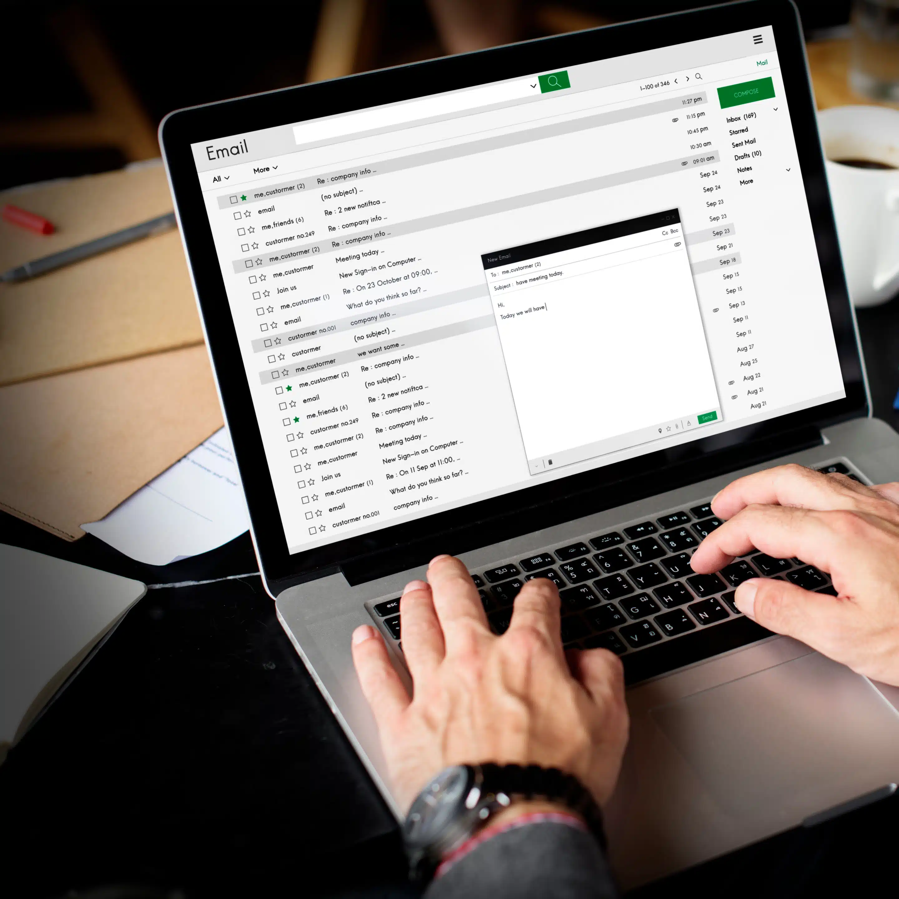 Businessman Using Laptop Working Thinking Concept